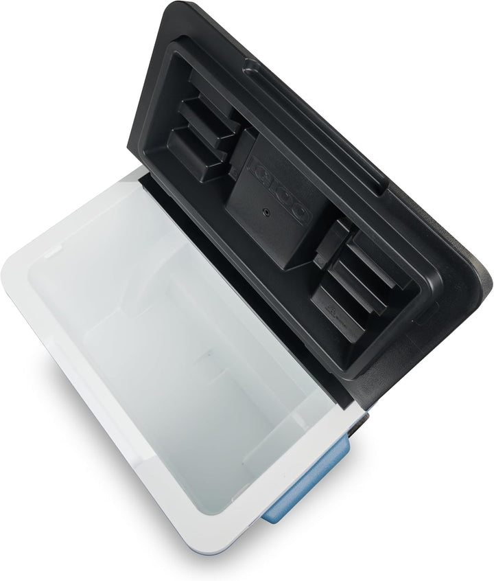 IGLOO IP42 Roller Kühlbox 42L – Passiv-Kühlbox mit Rollen und Teleskopgriff, eisblaue Thermobox für