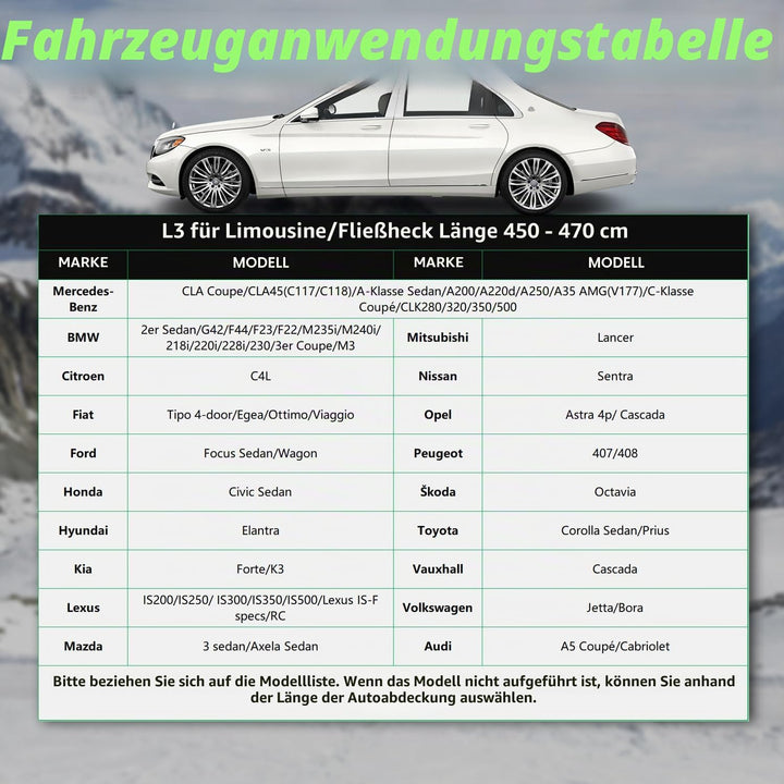 Cowtcver Hagelschutzplane Auto Autoabdeckung, PKW Hagelschutzgarage mit Separater Sonnenblende, Abde