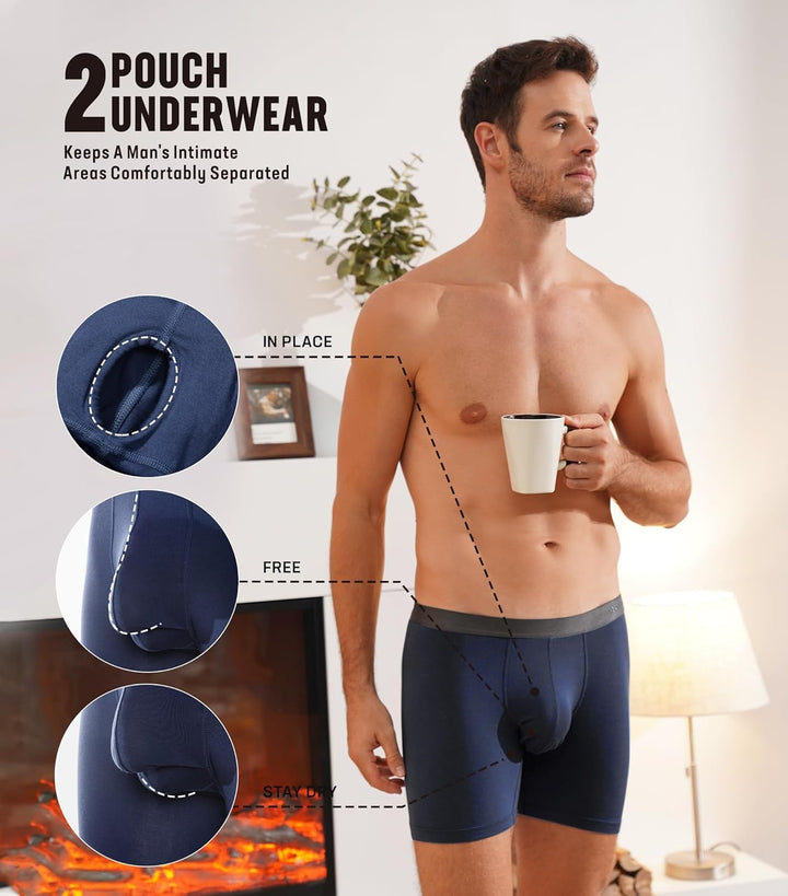Separatec Herren Boxershorts, Herren Unterhosen aus Bambus-Viskose, atmungsaktiv und weich, Doppelbe