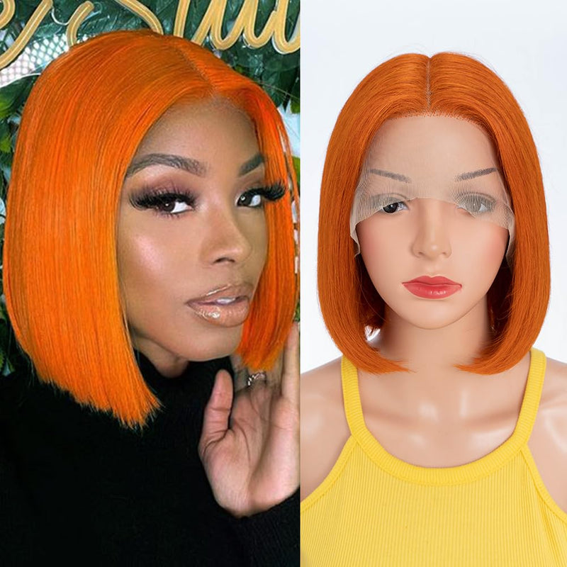 DÉBUT Glatte Bob Perücke, Echthaar, T-Teil, Spitzenfront, Bob-Perücke, vorgezupft, mit Babyhaar, 150