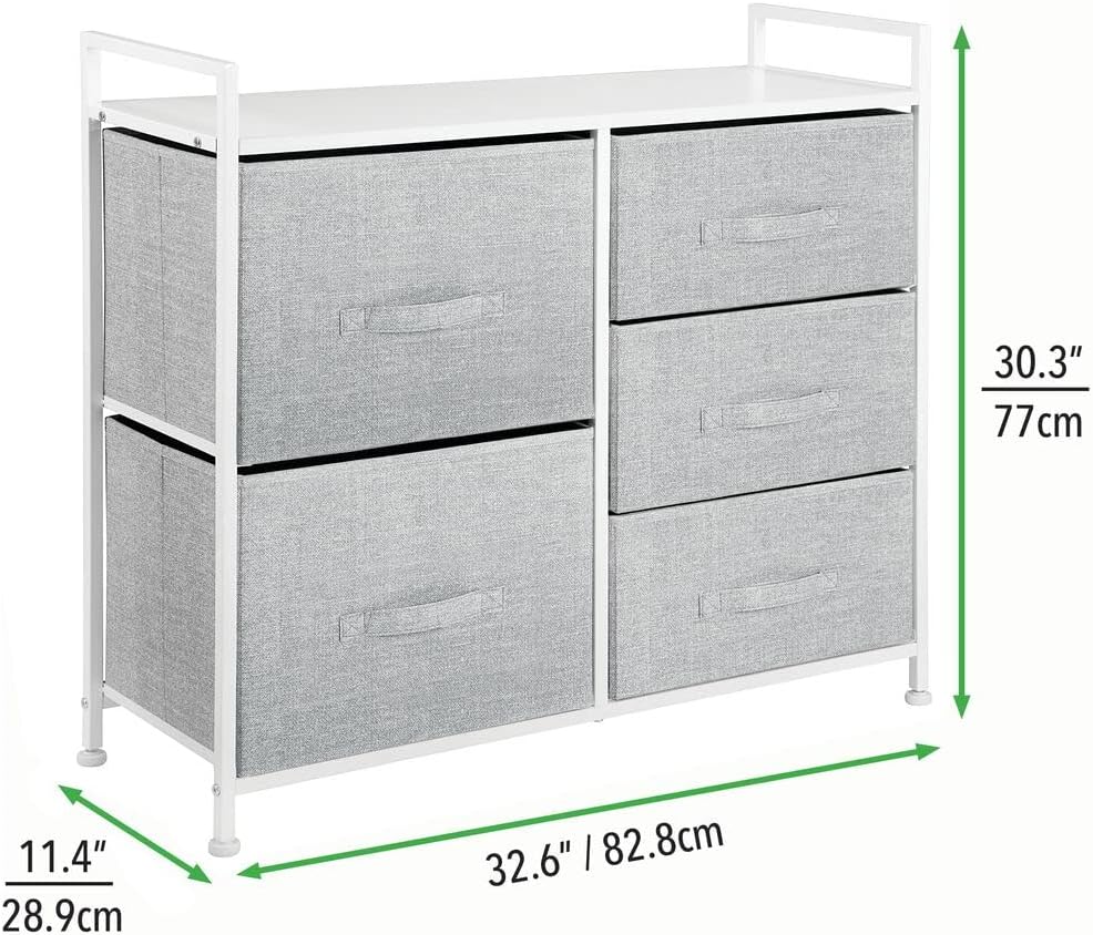 mDesign Kommode aus Stoff – schmaler Schrank Organizer mit 5 Schubladen – praktisches Aufbewahrungss