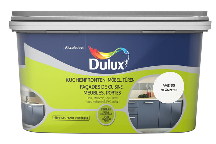 Dulux Fresh Up Farbe für Küchen, Möbel, Türen, 2L, WEISS, glänzend | einfache Renovierung + Anwendun