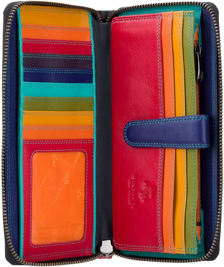VISCONTI 100% Pur Leder Damen Portemonee RFID Schutz Geldbeutel XL Geldbörse mit Reissverschluss für
