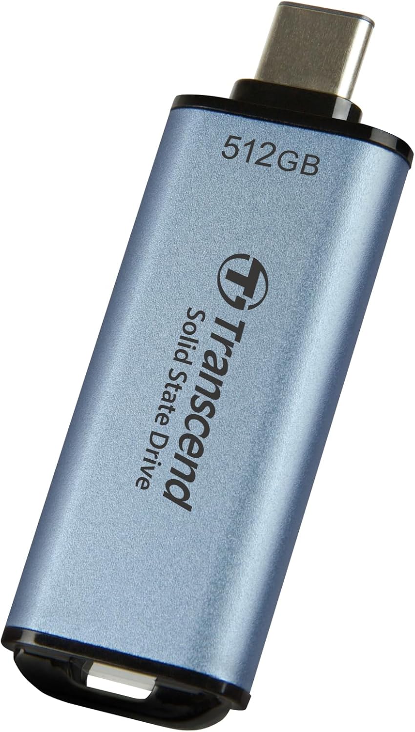 Transcend Portable SSD ESD300C 512GB USB Typ-C 10 Gbit/s PS4/PS5-kompatibel, Blau – TS512GESD300C
