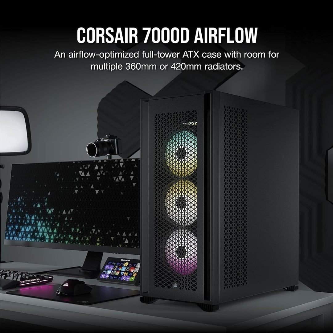 Corsair 7000D AIRFLOW Full-Tower-ATX-PC-Gehäuse (Frontverkleidung für Hohen Luftdurchsatz, Drei Inbe