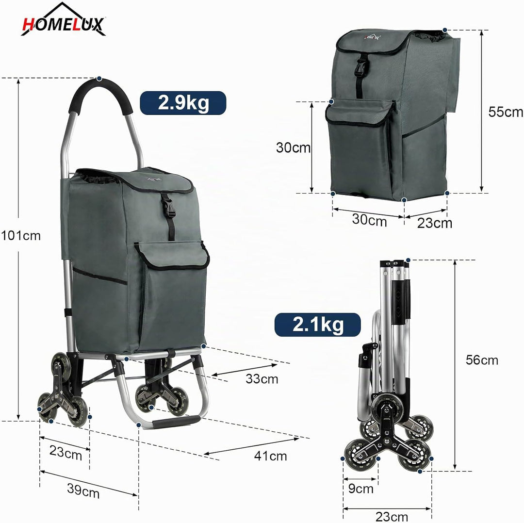 Einkaufstrolley, HOMELUX klappbar, Stabiler Einkaufswagen, grosse Kapazität 41 L, multifunktional, H