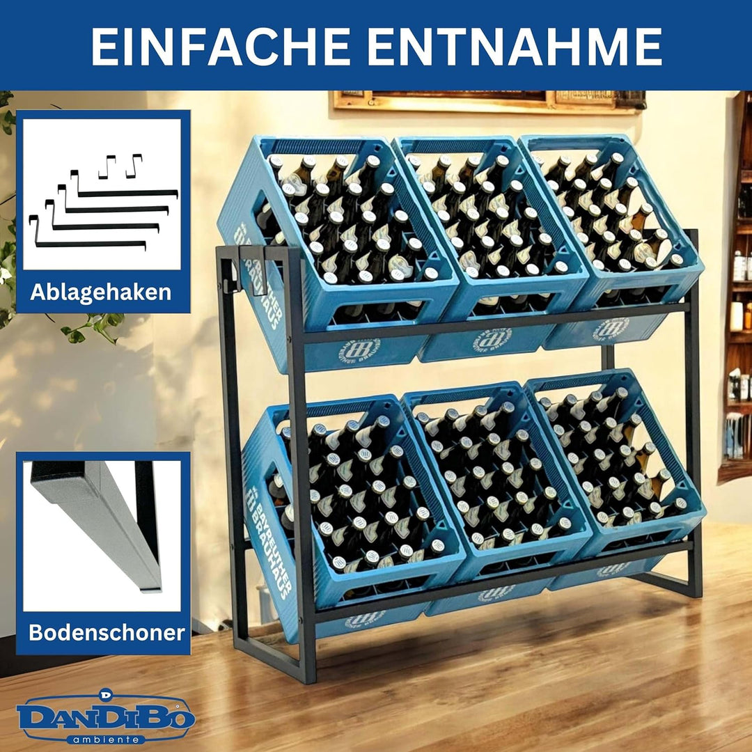 DanDiBo Getränkekistenregal 6 Kisten mit Gitter Haken 100 cm Metall 96598 Getränkeregal Kistenregal