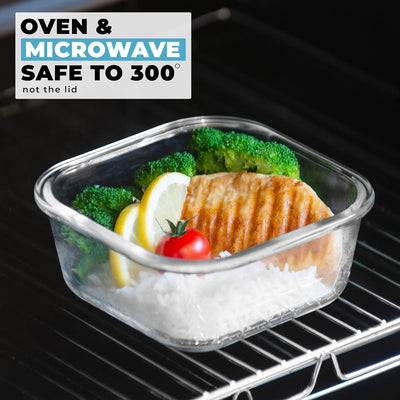 Igluu Meal Prep - Stapelbare quadratische Behälter aus Glas (3 Stück) – BPA-freie auslaufsicherer, l