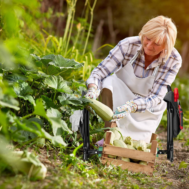 Relaxdays Kniebank für Gartenarbeit, klappbar, gepolstert, gelenkschonende Kniehilfe, Taschen, bis 1