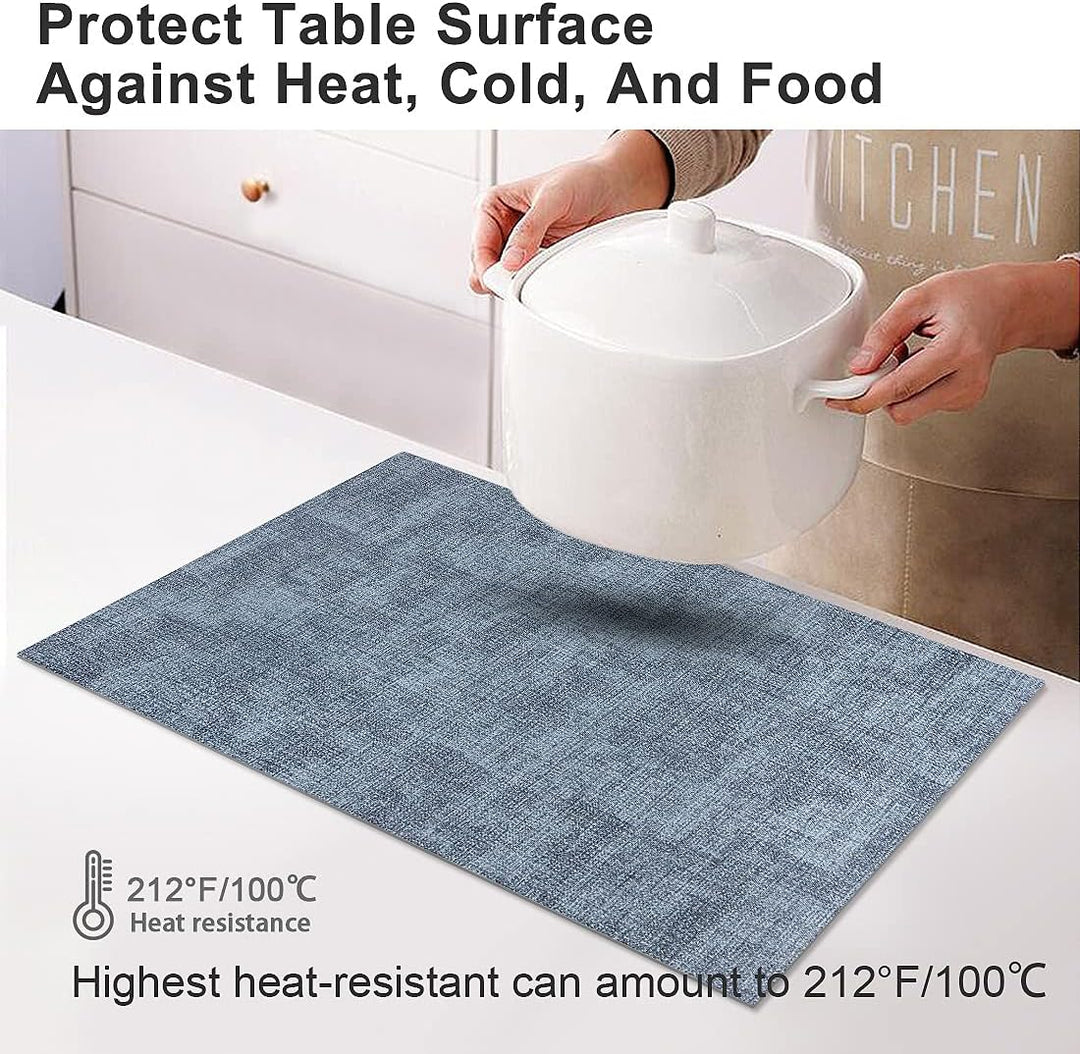 Platzsets Abwaschbar 6er Set, Leder Hitzebeständige Tischset, Wasserdicht Küche Tischset Platzset Ab