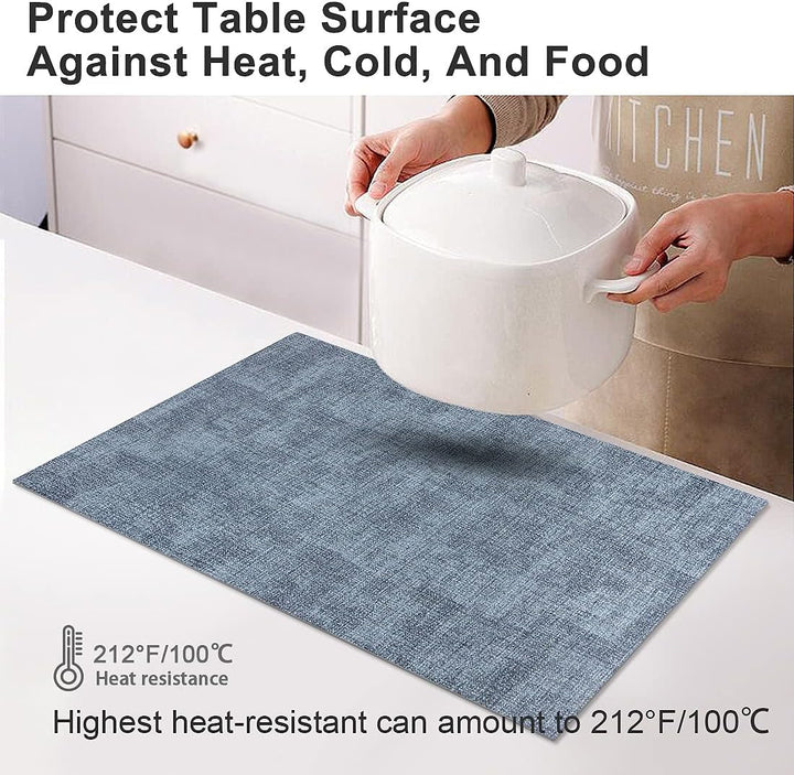 Platzsets Abwaschbar 6er Set, Leder Hitzebeständige Tischset, Wasserdicht Küche Tischset Platzset Ab