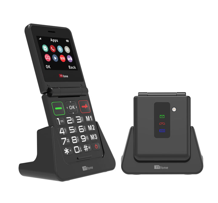 TTfone Klapphandy TT660 mit faltbarem Design, grossen Tasten, Notruf, Langer Akkulaufzeit und 3G & 4