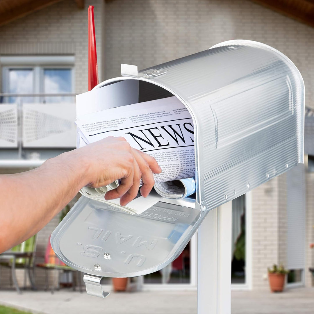 Relaxdays Amerikanischer Briefkasten, Aluminium, Original US Mailbox, Fahne, Nostalgie, HxBxT: 22 x