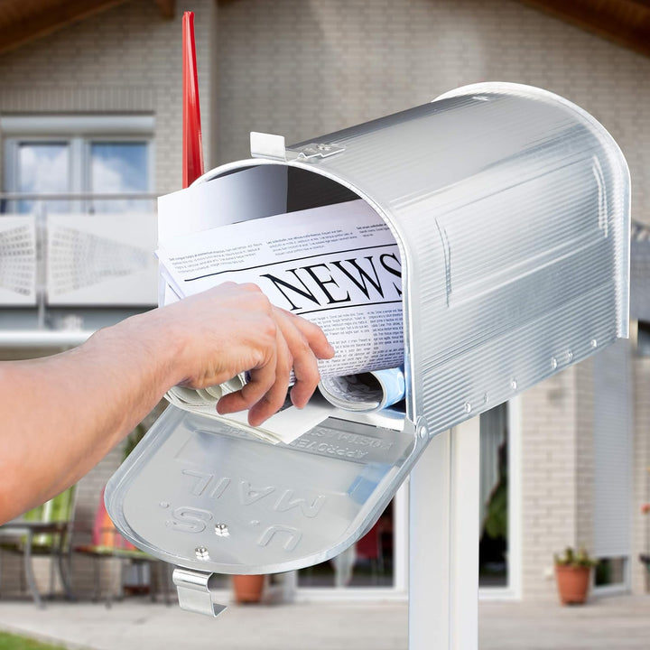 Relaxdays Amerikanischer Briefkasten, Aluminium, Original US Mailbox, Fahne, Nostalgie, HxBxT: 22 x
