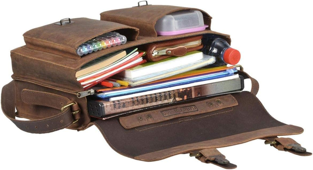 Ruitertassen Lederranzen 38cm Schulranzen Schultasche 2 Fächer 2 Vortaschen Rückengurte Tragegriff S