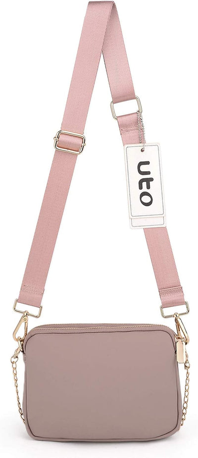 UTO Umhängetasche Damen 3 in 1 Crossbody Bag Damen Breiter Gurt mit Münzbeutel Handtasche mit Abnehm