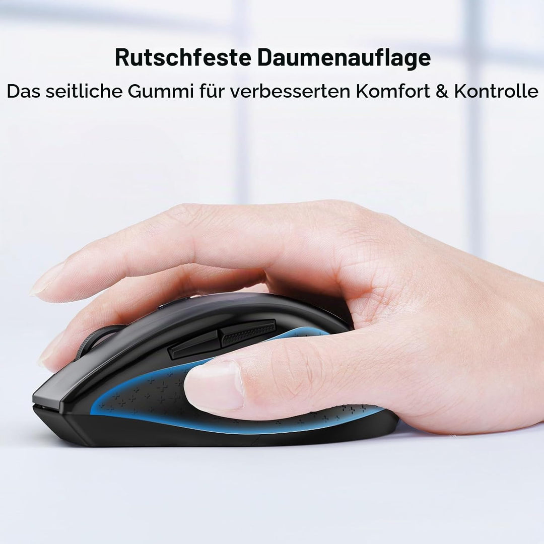 TECKNET Silent Maus Kabellose, 4800DPI 2.4GHz Leise Funkmaus mit Nano Empfänger, Side Control, Ohne