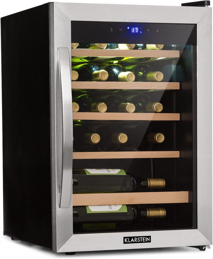 Klarstein Weinkühlschrank, Getränkekühlschrank Schmal, Kühlschrank mit Glastür, Getränkekühlschränke