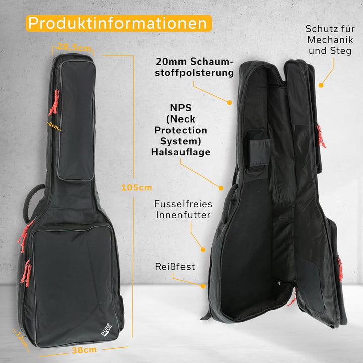 GEWA Gitarren Gig Bag/Tasche für Konzertgitarre 20mm Polsterung, 20mm Polsterung