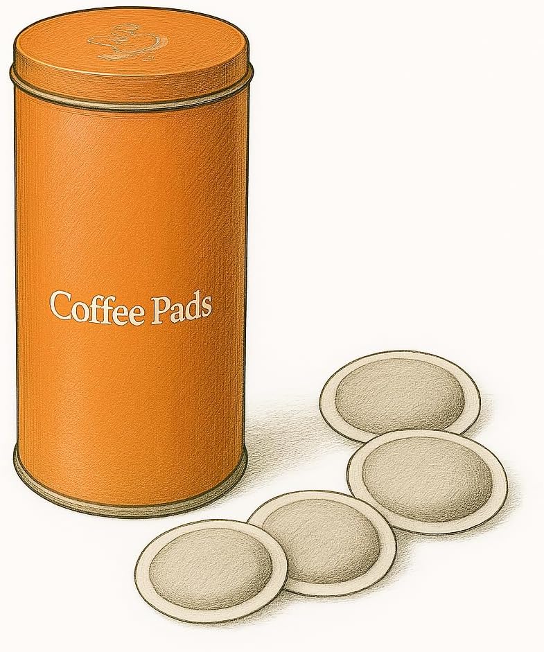 4x Kaffeepaddose und 4x Padheber - Metalldose für Kaffeepads - Aufbewahrungsbehälter mit Deckel für