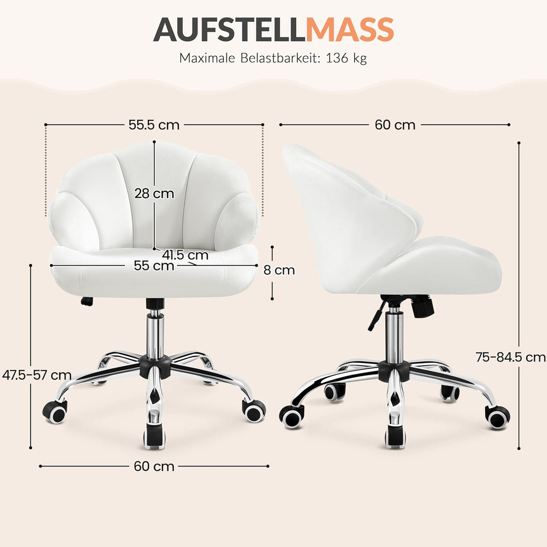 Yaheetech Bürostuhl Ergonomisch Schreibtischstuhl höhenverstellbar Drehstuhl, Bürosessel in Muschelf