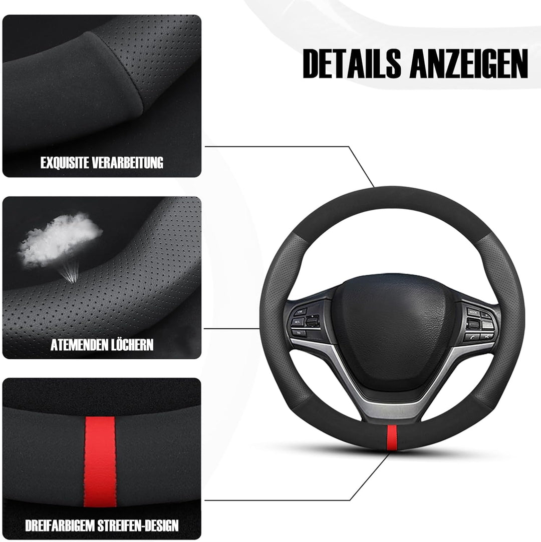 Ergocar Auto Lenkradbezug Rutschfester Auto Sport Lenkradschutz Mikrofaser Leder & PU Leder für Durc