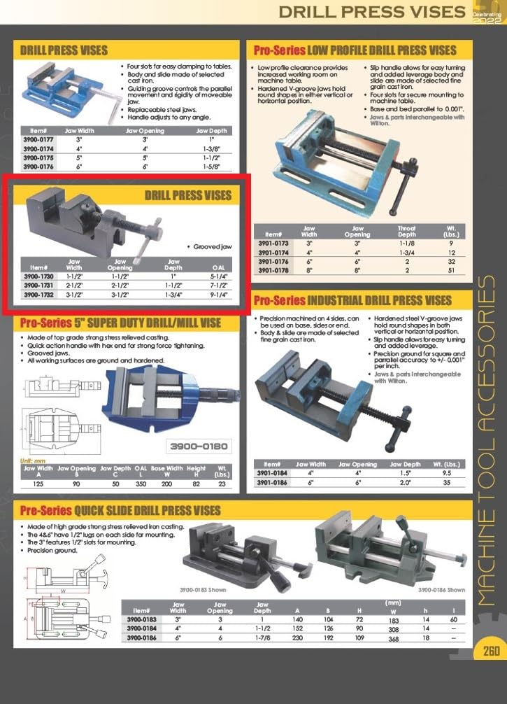 hhip gerillt Kiefer Drill Press Vises (verschiedene Kiefer Breite: 1–1/5,1 cm – 3–1/5,1 cm), 1-1/2"