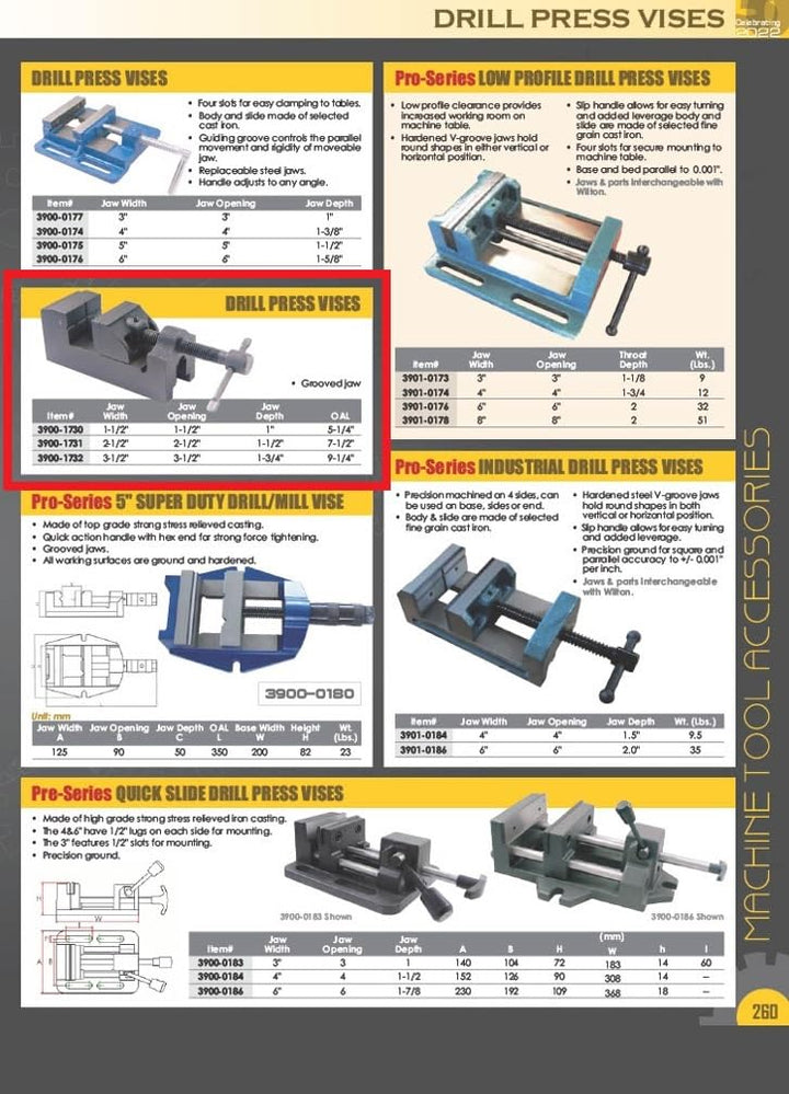 hhip gerillt Kiefer Drill Press Vises (verschiedene Kiefer Breite: 1–1/5,1 cm – 3–1/5,1 cm), 1-1/2"