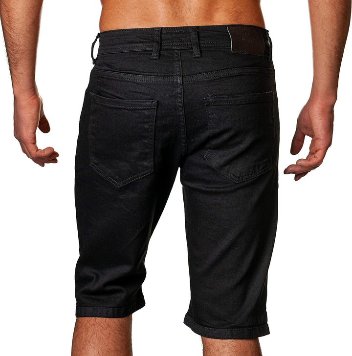 Gelverie Herren Shorts Slim Fit Bermuda Jeansshorts W36 Black Denim