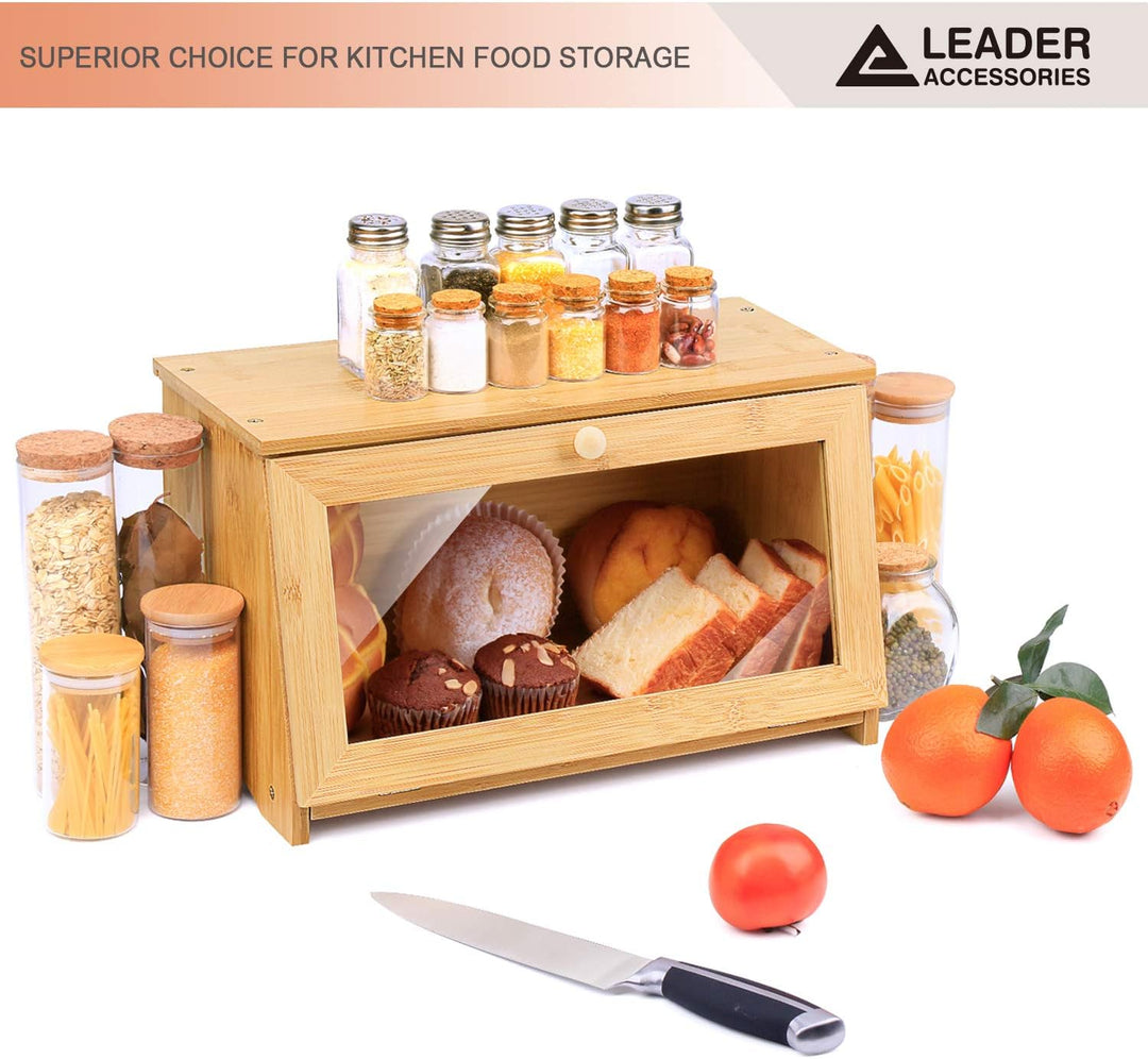 Leader Accessories Brotkasten Bambus Brotbehälter lebensmittelecht Brotaufbewahrung pflegeleicht 39x