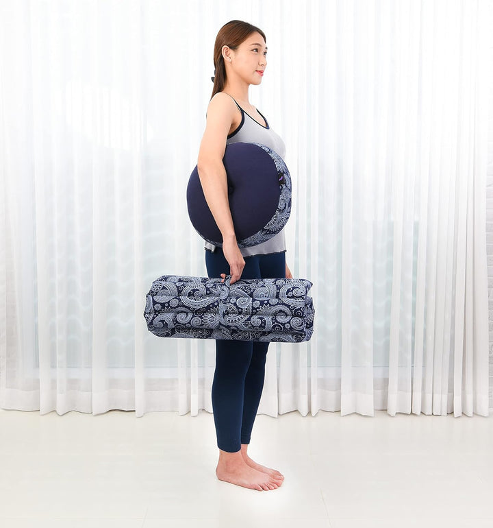 Leewadee Meditationsset Yogaset aus Meditationskissen Zafu und Kleiner rollbarer Sitzmatte Zabuton Ö