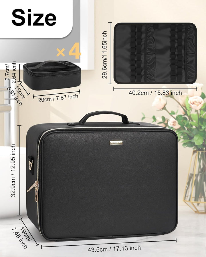 Relavel Extra Grosser Make-up-Tasche, Profi-Make-up-Train-Case für Make-up-Künstler:innen, Reise-Kos