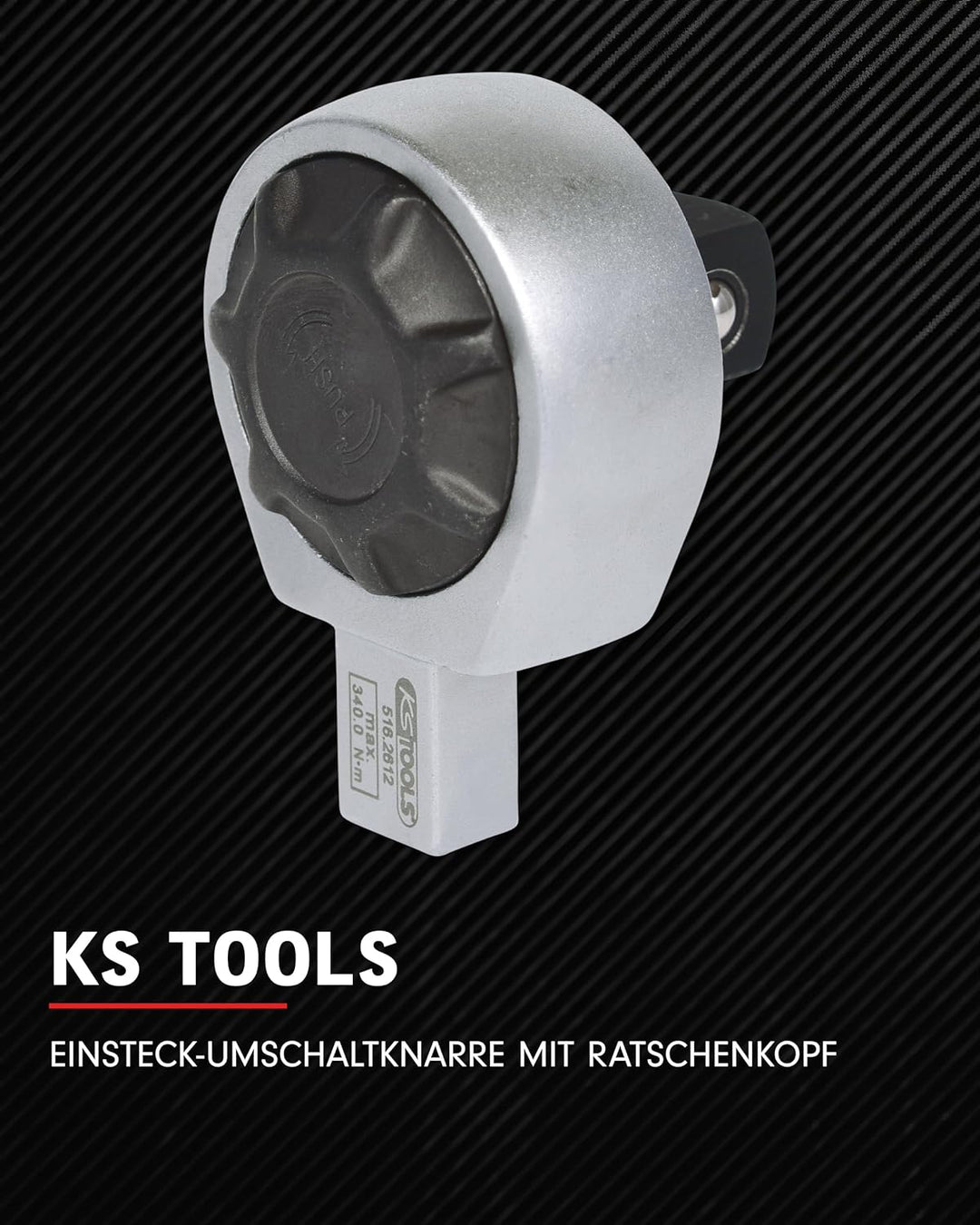 KS Tools Einsteck Umschaltknarre 9 x 12 mm 516.2612 I 1/2 Zoll Ratsche verchromt, feinverzahnt & mit