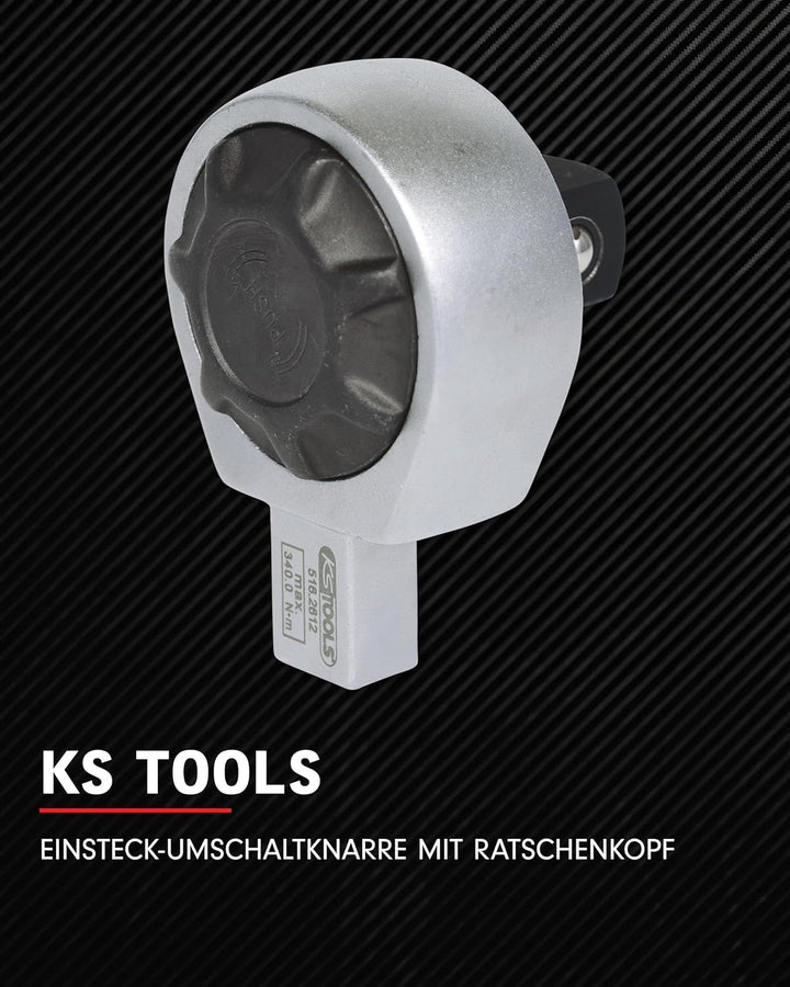 KS Tools Einsteck Umschaltknarre 9 x 12 mm 516.2612 I 1/2 Zoll Ratsche verchromt, feinverzahnt & mit