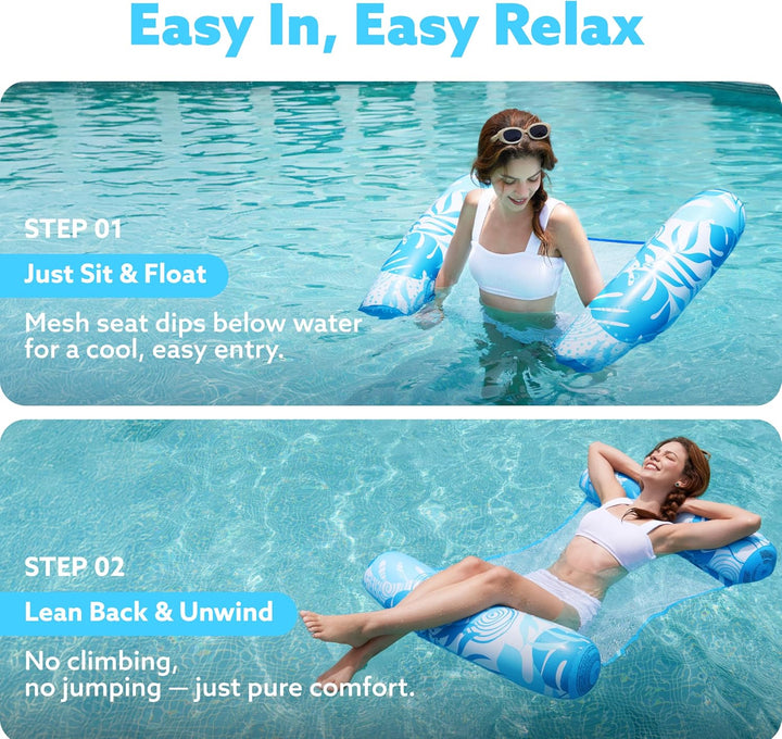 Sloosh 2 Packungen Hängematte Pool Floats Erwachsene, 4 in 1 Mehrzweck Aufblasbare Pool Floats PVC W