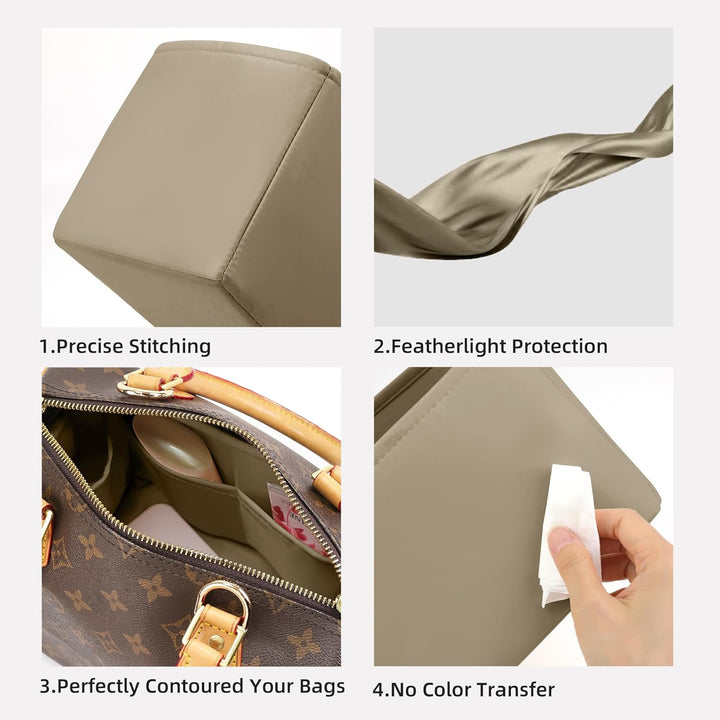 DGAZ Handtasche Tasche Organizer, Seide Innentaschen für LV Speedy Nano/20/25/30/35/40/45 Tasche, Le