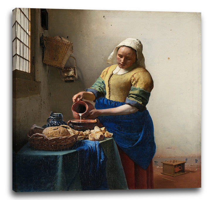 Printed Paintings Leinwand (60x60cm): Jan Vermeer - Das Milchmädchen (1658) 60x60 cm, 60x60 cm