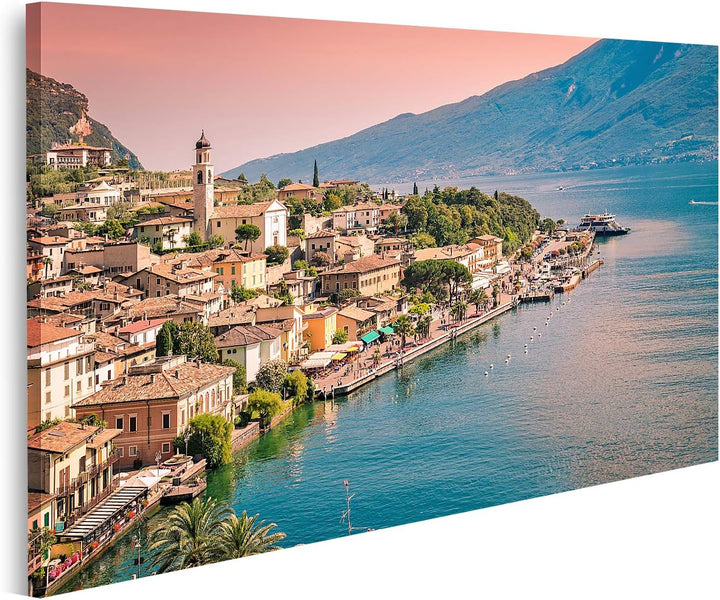 islandburner Bild auf Leinwand Panorama Von Limone Sul Garda Eine Kleine Stadt Am Gardasee Italien B