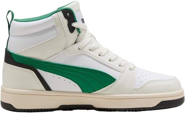 PUMA Unisex Kinder Rebound V6 Mid JrSneaker 4 UK Vapor Gray Archivgrün Puma Weiss, 4 UK Vapor Gray A