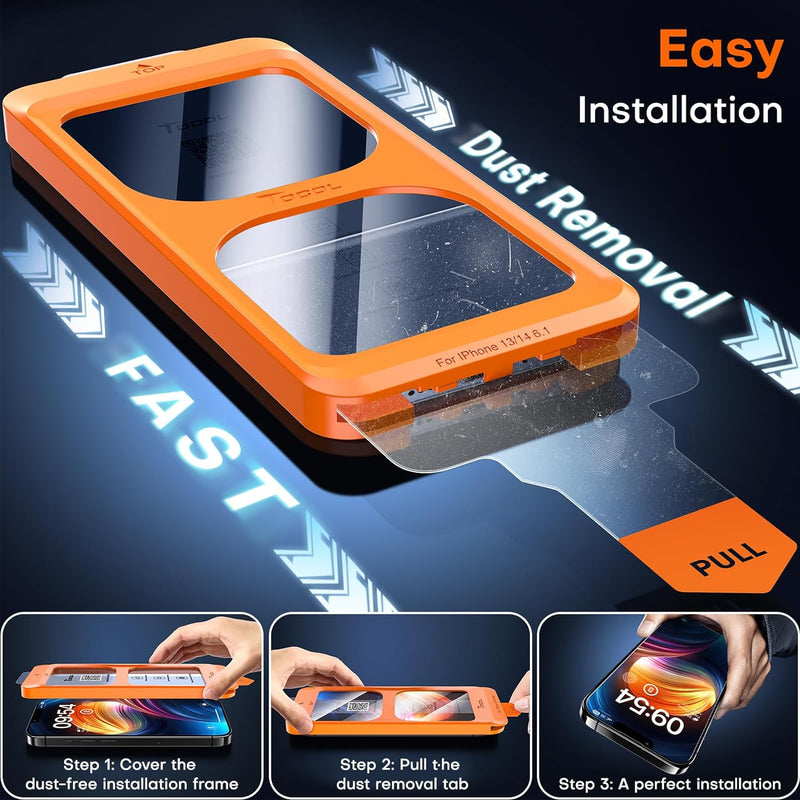 TOCOL für iPhone 14 für Panzerglas, Full Screen Auto-Installation Schutzglas 9H Härte Stossfest Krat