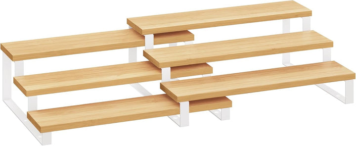 SONGMICS Gewürzregale, Küchenregale, stehend, Küchen-Organizer, 2er Set, Bambus, mit je 3 Ablagen, a