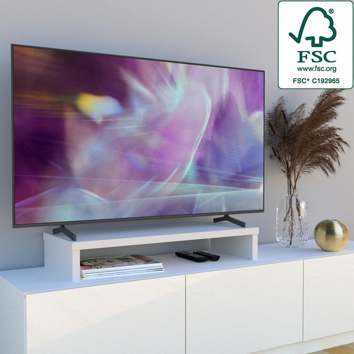 Henor Riser-Halterung für TV aus FSC® Holz 90 x 35 x 15 cm weiss Unterstützt 60 kg. 90x35x15 Weiss M
