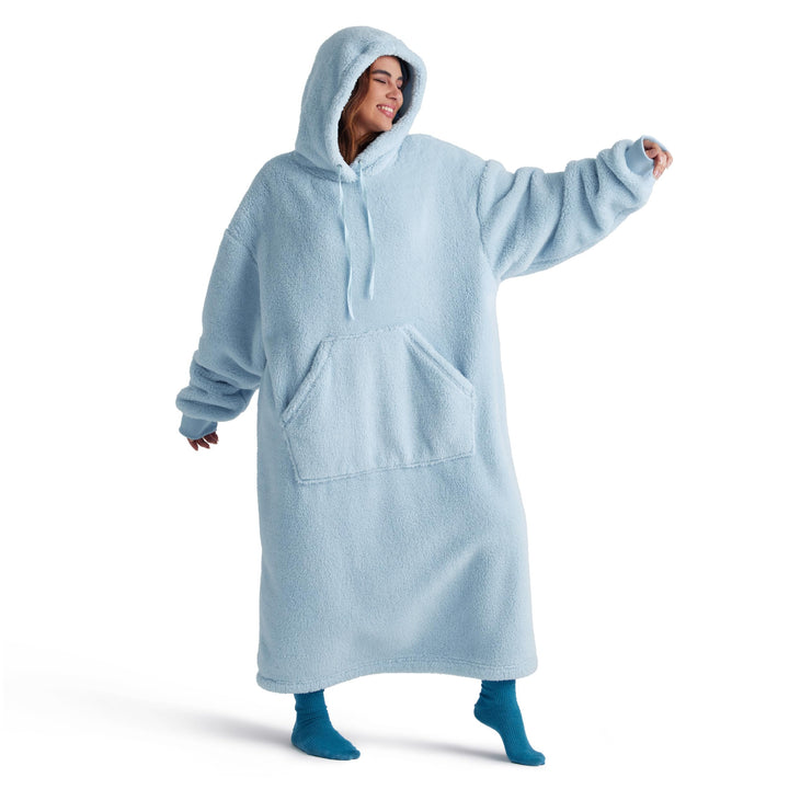 BEDSURE Hoodie Decke mit Ärmeln Kuschelpullover - Tragbare Decke zum Anziehen Erwachsene Hellblau, W