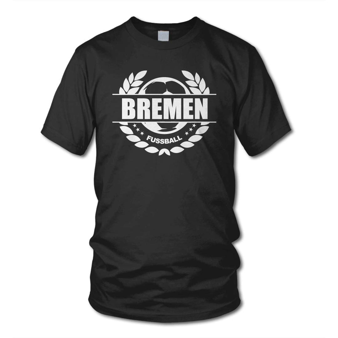 shirtloge - Bremen - Fussball Lorbeerkranz - Fan T-Shirt - Grösse S - 3XL XL Schwarz, XL Schwarz