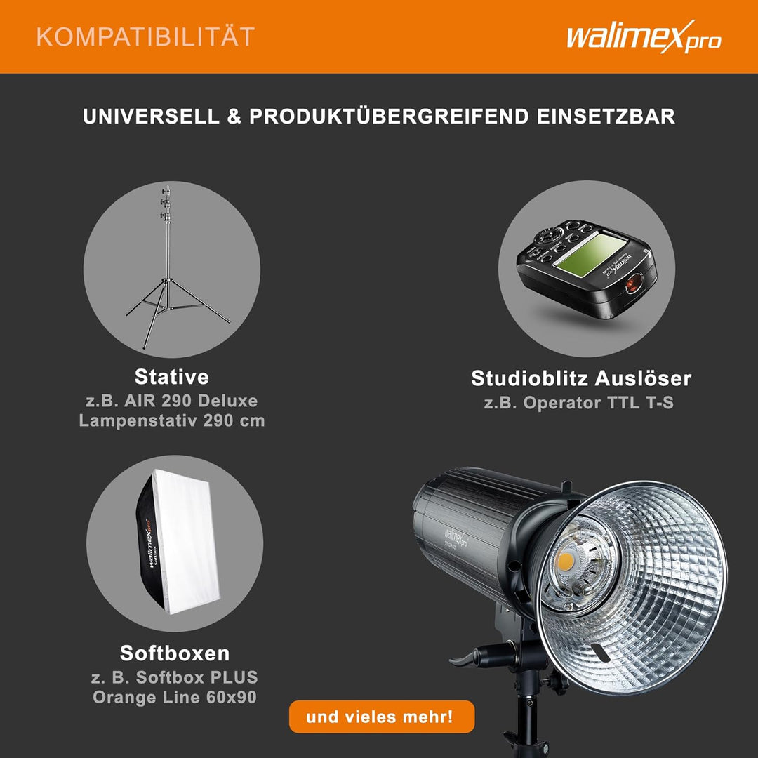 Walimex pro Campaigner 600 HS Studioblitz mit Integriertem 2.4 GHz Empfänger, 600 Ws, Schnelle Abbre