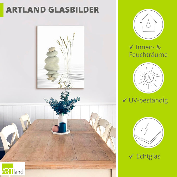 ARTland Glasbilder Wandbild Glas Bild einteilig 60x80 cm Hochformat Asien Wellness Entspannung Spa Z
