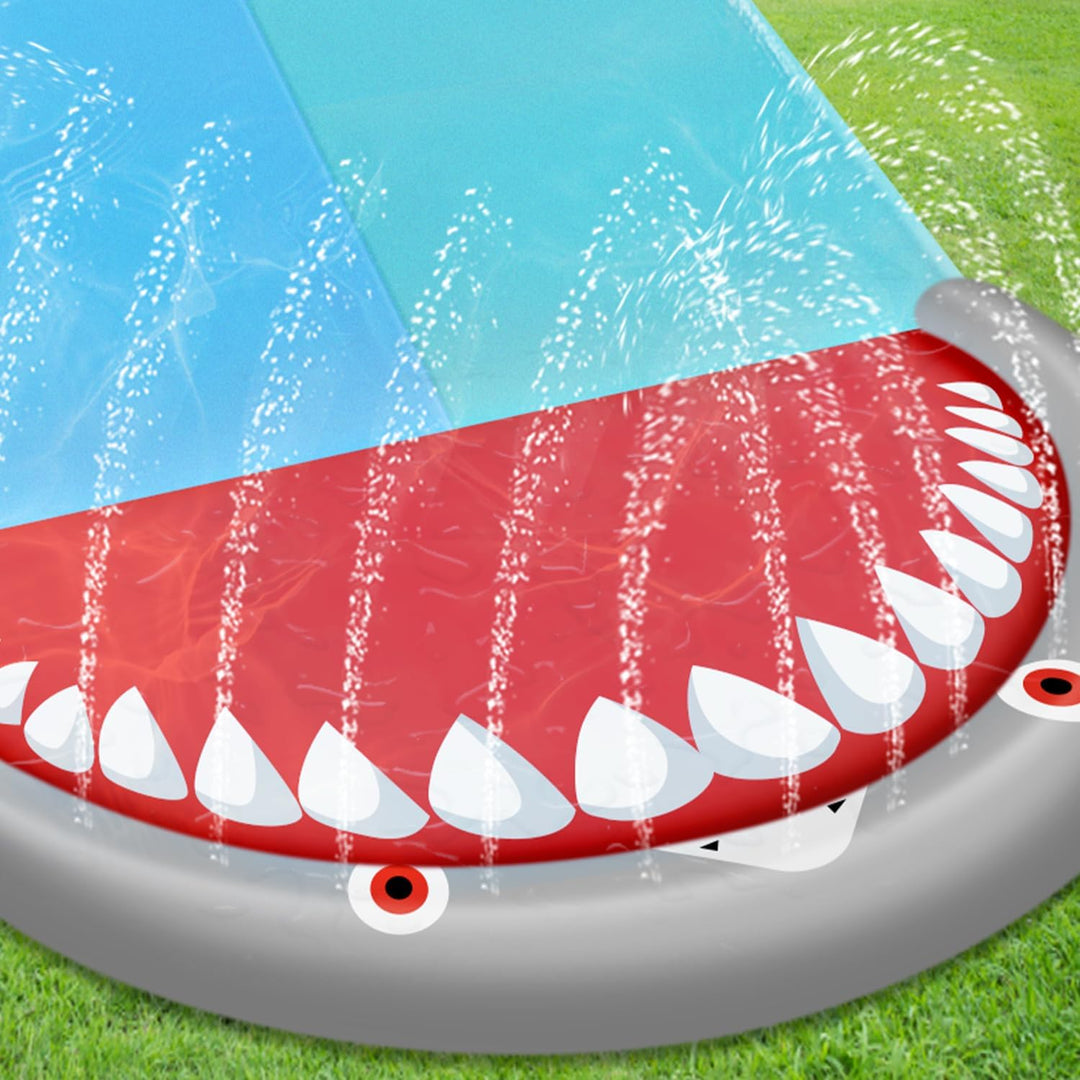 550 x 145cm Slip and Slide Wasserrutsche mit 2 Bodyboard Doppel-Wasserrutsche Wasser Rutsche Watersl