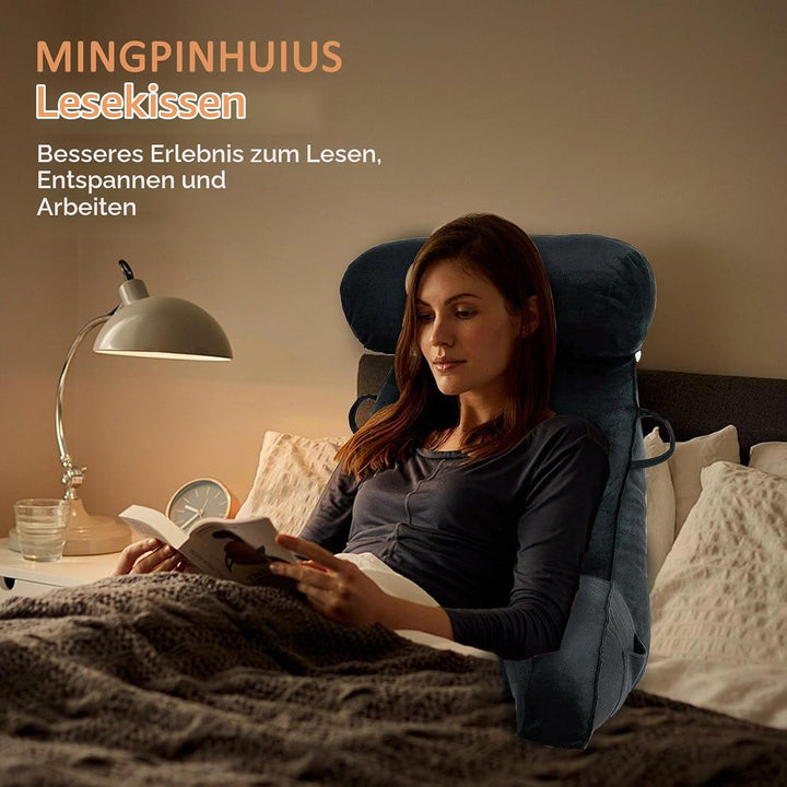 MINGPINHUIUS XL Lesekissen für Bett und Sofa mit Abnehmbarer Nackenrolle, Ideal Erwachsenen Rückenki