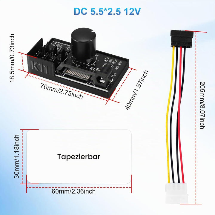 PWM lüftersteuerung Binghe PWM Lüfter Controller mit 1 zu 6 4Pin 12V und Kabel, PC-Lüfter Hub mit SA