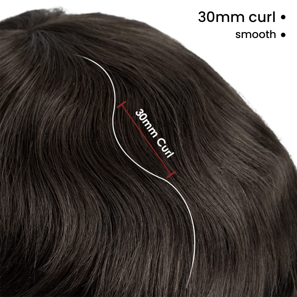 Lordhair Knotenlos Toupet für Männer, Haut Eben Injiziert Mensch Haar System, Basisgrösse 8x10 Zoll